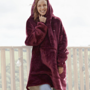 Burgundy hooded blanket